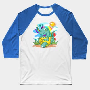 Rainbow Dinosaur Baseball T-Shirt